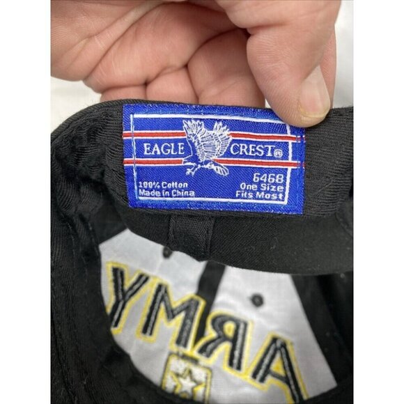 Eagle Crest Hat U.S. Army Cap Adult Black/Yellow Adjustable Hook & Loop - Picture 8 of 10